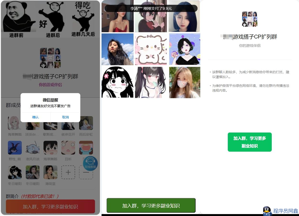 4个模板付费进群系统控制端源码-程序员阿鑫-带你一起秃头-第2张图片